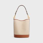SAILOR BUCKET CUIR TRIOMPHE IN TEXTILE AND CALFSKIN NATURAL / TAN - Image 3